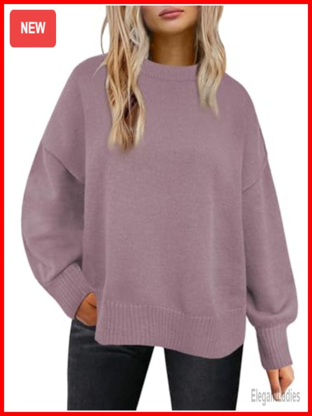 Oversized Crewneck Sweater Long Sleeve Pullover Tunic Top Women's Fall